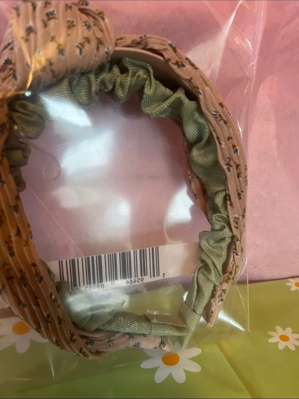 Pink Floral & Olive Green 2-Pack Headband Set